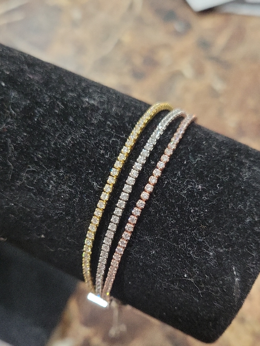 Trio Sparkle Tennis Bracelets - Gold, Silver & Rose Gold